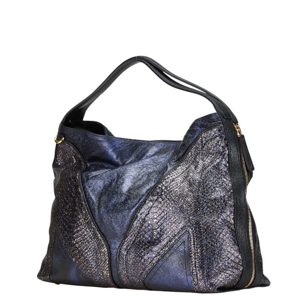 Mcm Handbag Studs Leather Python Bag Shoulder Bla… - image 2